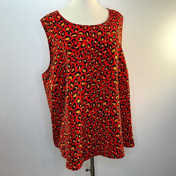 KENAR Women's Red-Orange Leopard Tank Top - Size 3X - NWT - Picture 1 of 3